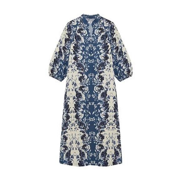 TUCKERNUCK Indigo Reflection Cotton Linen Maryse Caftan Size L NWT - Picture 8 of 8